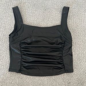 Elodie by Nordstrom Black Leather Crop Top NWT